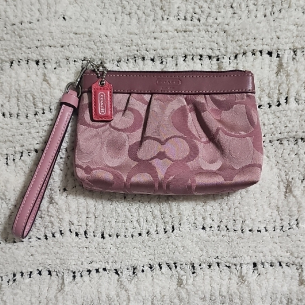 Vintage Coach Mauve/Pink Signature Wristlet